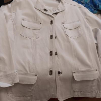 LADIES LIGHTWEIGHT JACKETS, SHIRTS AND A PAIR OF PANTS