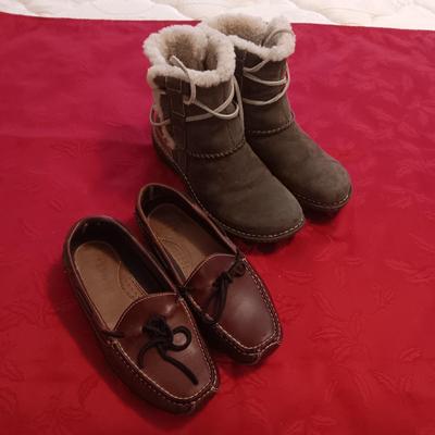 LL BEAN LEATHER SHOES (7) & UGG LINED BOOTS (8)