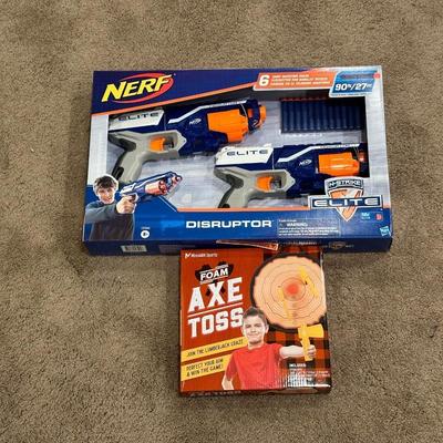 NEW NERF GUNS AND FOAM AXE TOSS