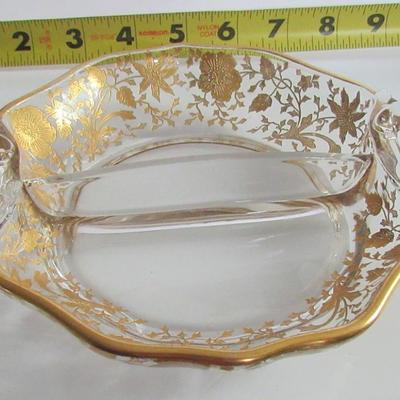 Cambridge Wildflower Gold Encrusted Small Divided Relish Dish