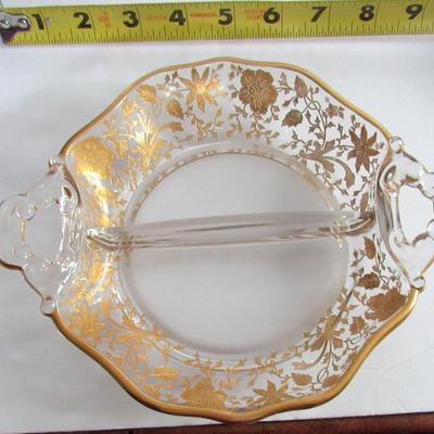 Cambridge Wildflower Gold Encrusted Small Divided Relish Dish