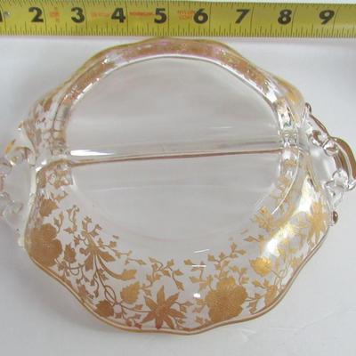 Cambridge Wildflower Gold Encrusted Small Divided Relish Dish