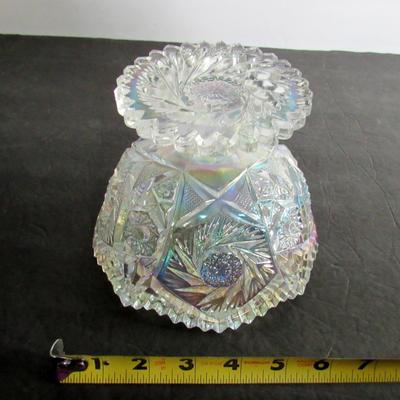 Smith Glass Clear Carnival Glass Footed Bowl