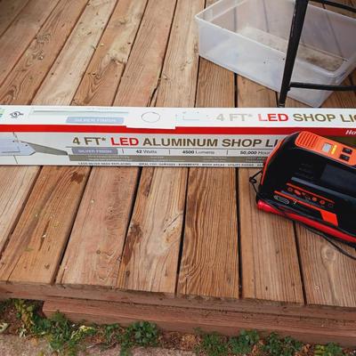 NEW 4' SHOP LIGHT AND AUTO COMPRESSOR
