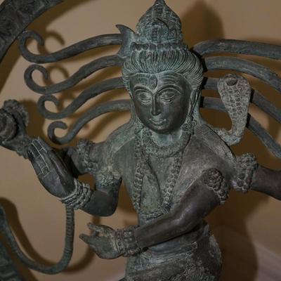 LARGE 4FT TALL AND 4 FT WIDE VINTAGE DANCING SHIVA NATARAJA STATUE OF BRONZE METAL