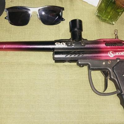 PAINTBALL GUN, COLOGNE, SUNGLASSES AND CAP