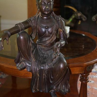 BRONZE GUAN YIN STATUE 25"