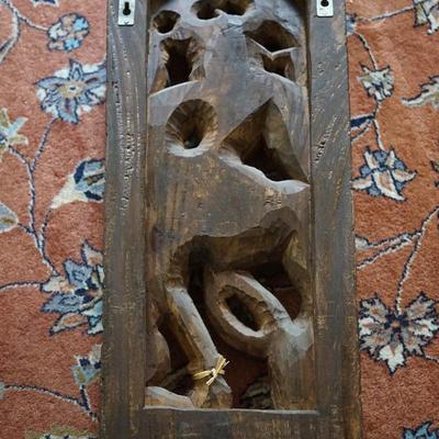 VINTAGE CARVED WOODEN EASTERN INDIAN WOOD PLAQUE