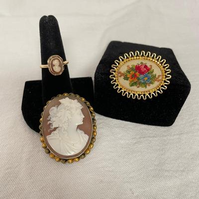 Cameos & Petit Point Brooch (BBC-SS)