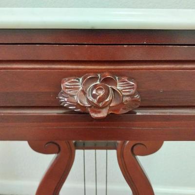 MARBLE TOP SIDE TABLE WITH DRAWER