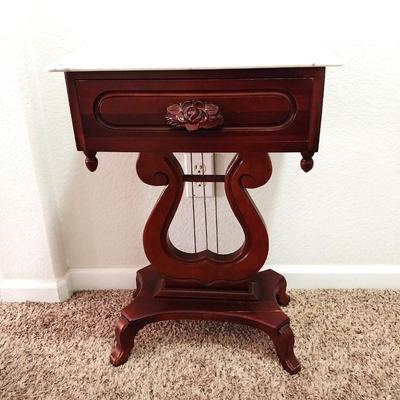 MARBLE TOP SIDE TABLE WITH DRAWER