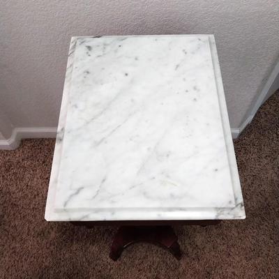 MARBLE TOP SIDE TABLE WITH DRAWER