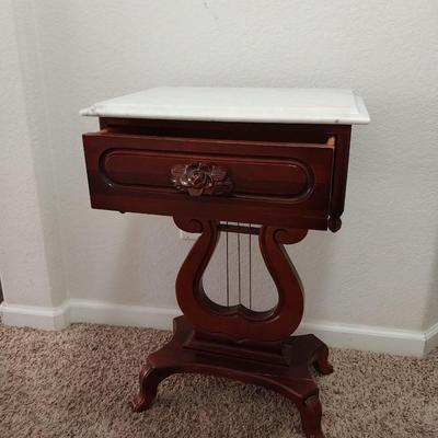 MARBLE TOP SIDE TABLE WITH DRAWER