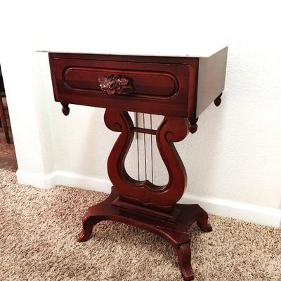 MARBLE TOP SIDE TABLE WITH DRAWER