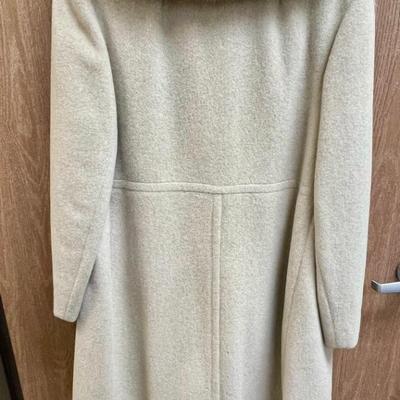 Vintage Bullocks Wool Women's Coat with Faux Fur