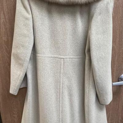 Vintage Bullocks Wool Women's Coat with Faux Fur