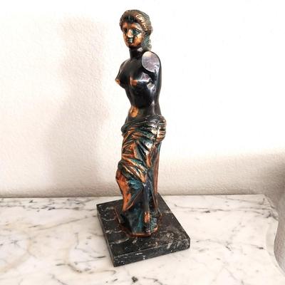 BRONZE HALF NUDE WOMAN FIGURINE