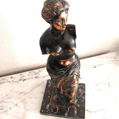 BRONZE HALF NUDE WOMAN FIGURINE