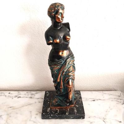 BRONZE HALF NUDE WOMAN FIGURINE