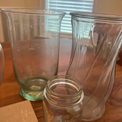 Glass Vases, Jars, Candle Plates, and Glass Rectangles