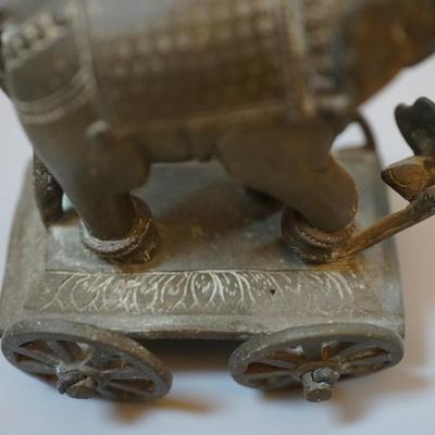 ANTIQUE BRASS EASTERN INDIA ELEPHANT ON WHEELS