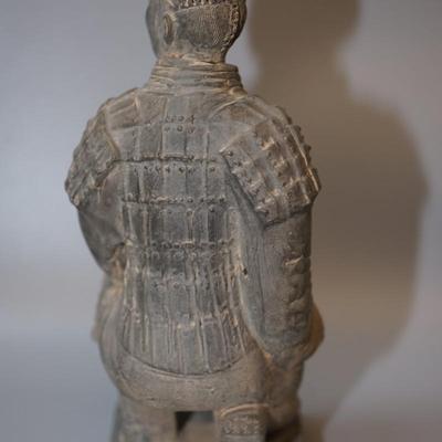 TERRA COTTA CHINESE WARRIOR PRESENTATION STANCE 11" SIGNED