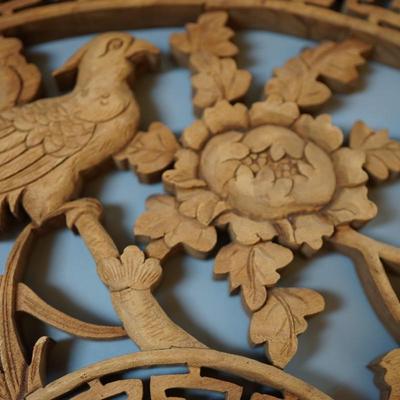 JAPANESE CARVED FAN SHAPED DECORATIVE PANELS