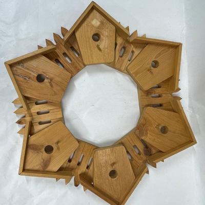 Wall Hanging Wooden Birdhouse Wreath for decoration