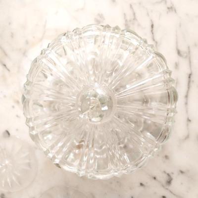 GLASS CANDY DISH WITH LID AND CANDLE HOLDERS