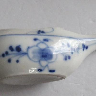 Antique Flow Blue Baby or Invalid Feeder, Germany