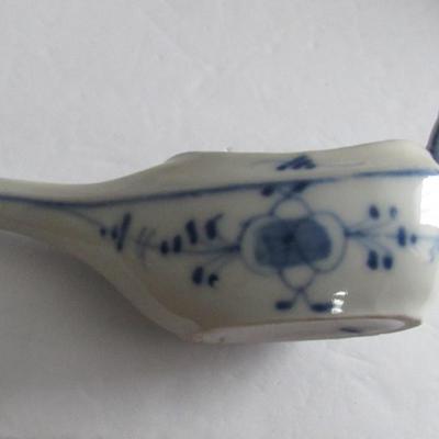 Antique Flow Blue Baby or Invalid Feeder, Germany