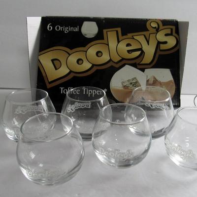 Dooley's Toffee Tipper Wobble Bar Glasses in Original Box, Never Used