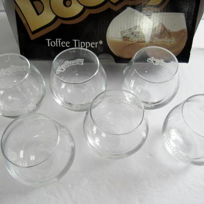 Dooley's Toffee Tipper Wobble Bar Glasses in Original Box, Never Used