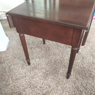 WOODEN DROPLEAF SIDE TABLE WITH DRAWER