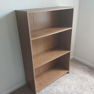 WOODEN THREE SHELF BOOKCASE