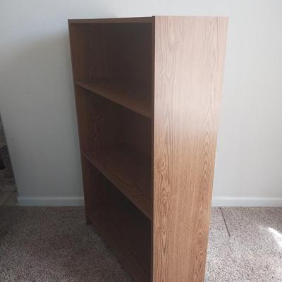 WOODEN THREE SHELF BOOKCASE