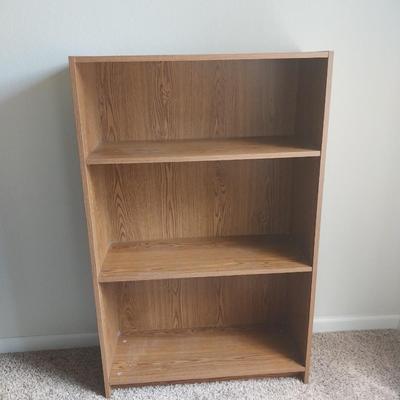 WOODEN THREE SHELF BOOKCASE