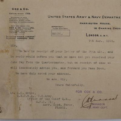 WWI Soldier’s Letters, Army Documents,Newspapers, Etc.