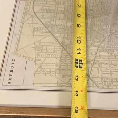 1889s Framed Map of Detroit Michigan