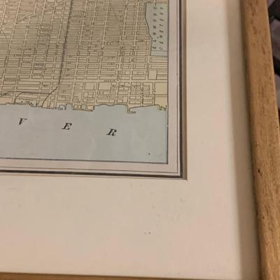1889s Framed Map of Detroit Michigan