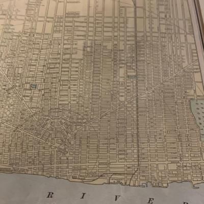1889s Framed Map of Detroit Michigan
