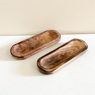 Pair (2) Wooden Incense Stick Holder Trays