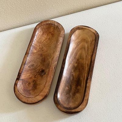 Pair (2) Wooden Incense Stick Holder Trays