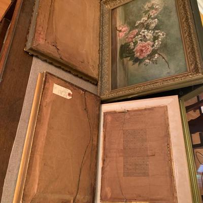 Antique Oil On Board Framed Art Lot