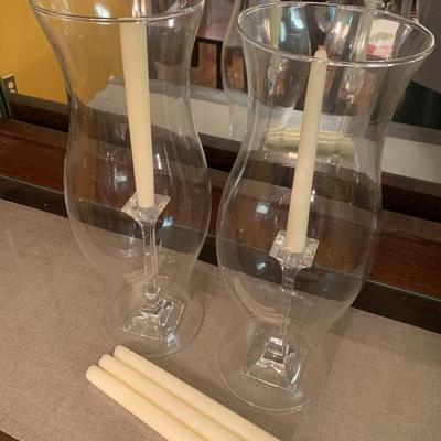 PAIR Tiffany Candlesticks w/ Glass Globes