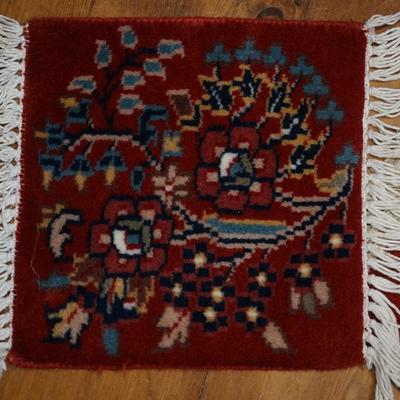 GROUPING OF FIVE SMALL ORIENTAL RUGS MEASURING 12" BY 13" AND VARIOUS SIZE