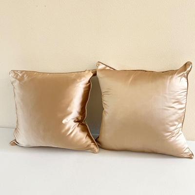 Pair (2) Shiny Golden Decorative Pillows