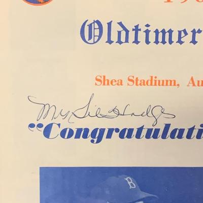 Mrs Gil Hodges Signed Program
