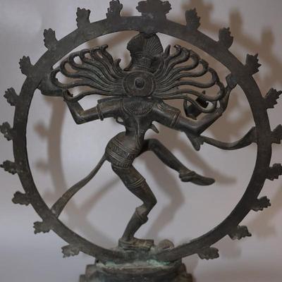 ANTIQUE BRONZE DANCING SHIVA NATARAJA 13"