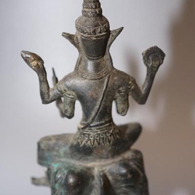 BRONZE ANTIQUE SCULPTURE HINDU DIETY RIDING ELEPHANT